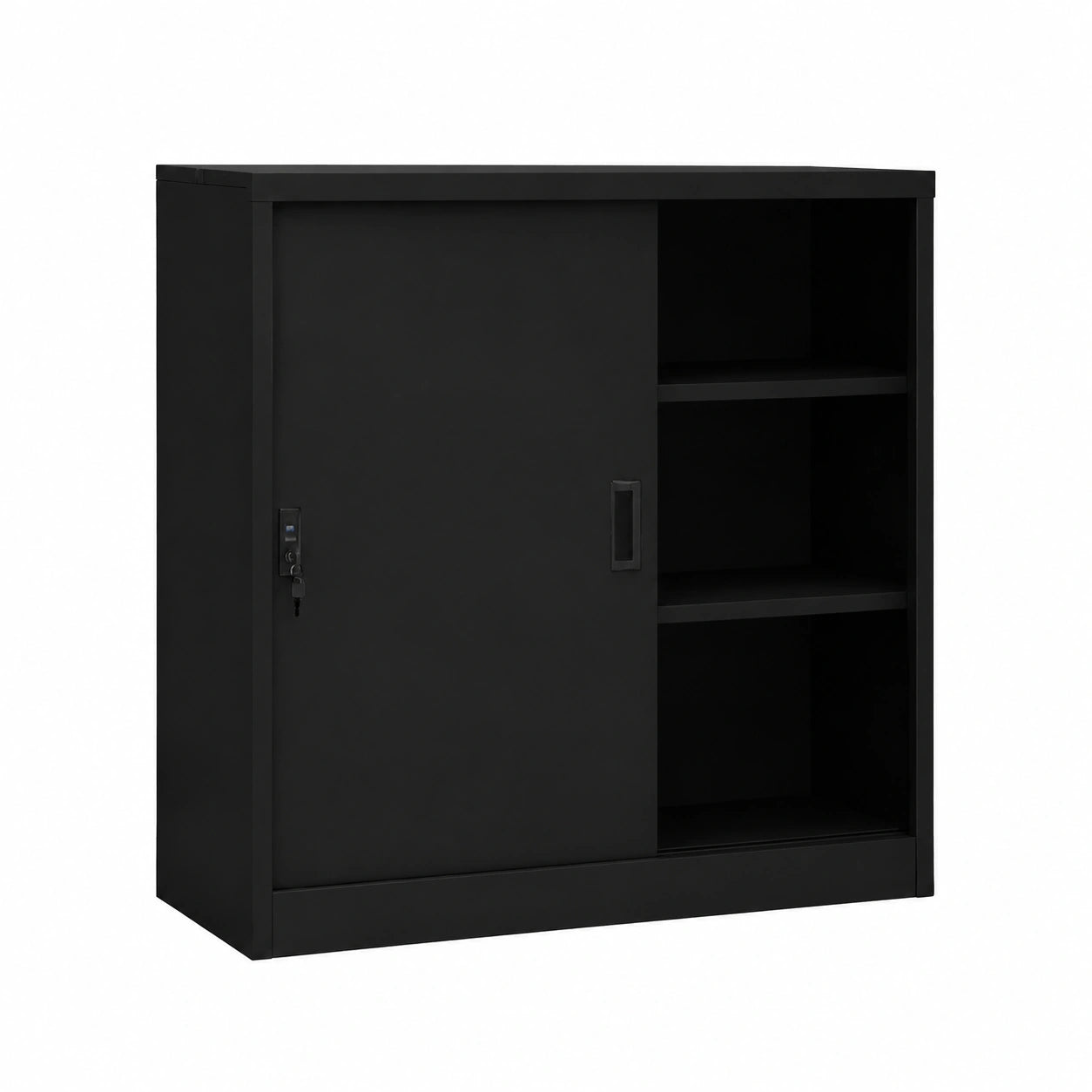Armoire, avec rangement, avec portes coulissantes, avec portes, en acier, 90 x 40 x 90 cm, coloris noir, pour la chambre