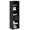 Armoire, avec rangement, en chêne, 50 x 42,5 x 185 cm, coloris noir, pour la chambre