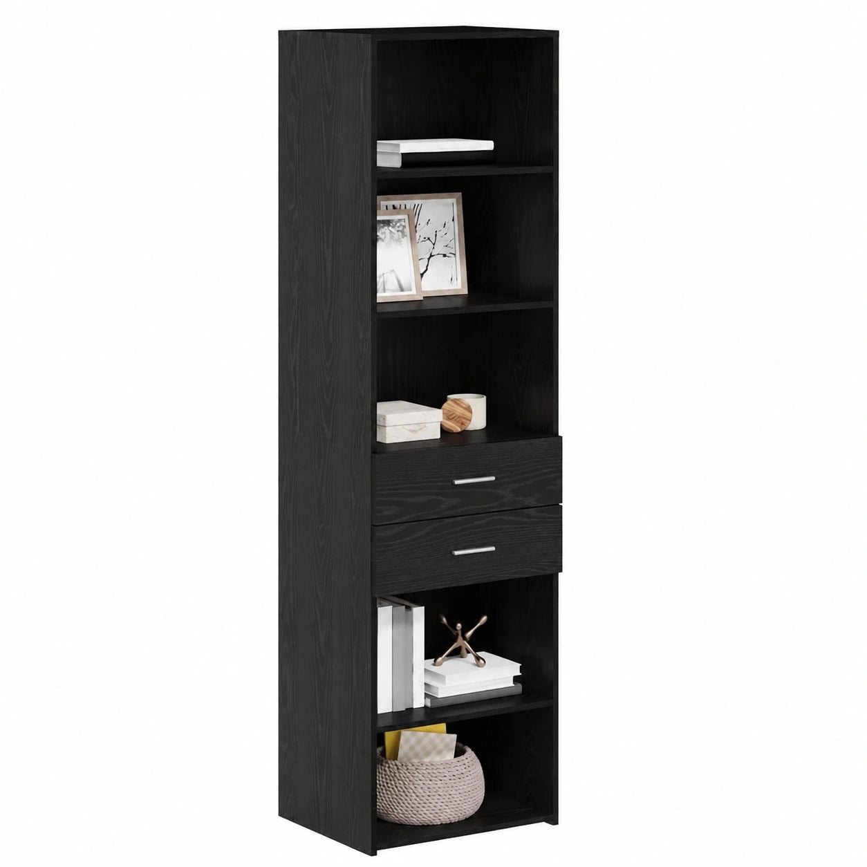 Armoire, avec rangement, en chêne, 50 x 42,5 x 185 cm, coloris noir, pour la chambre