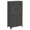 Armoire, avec rangement, en métal, coloris noir, 90 x 50 x 180 cm, pour la chambre