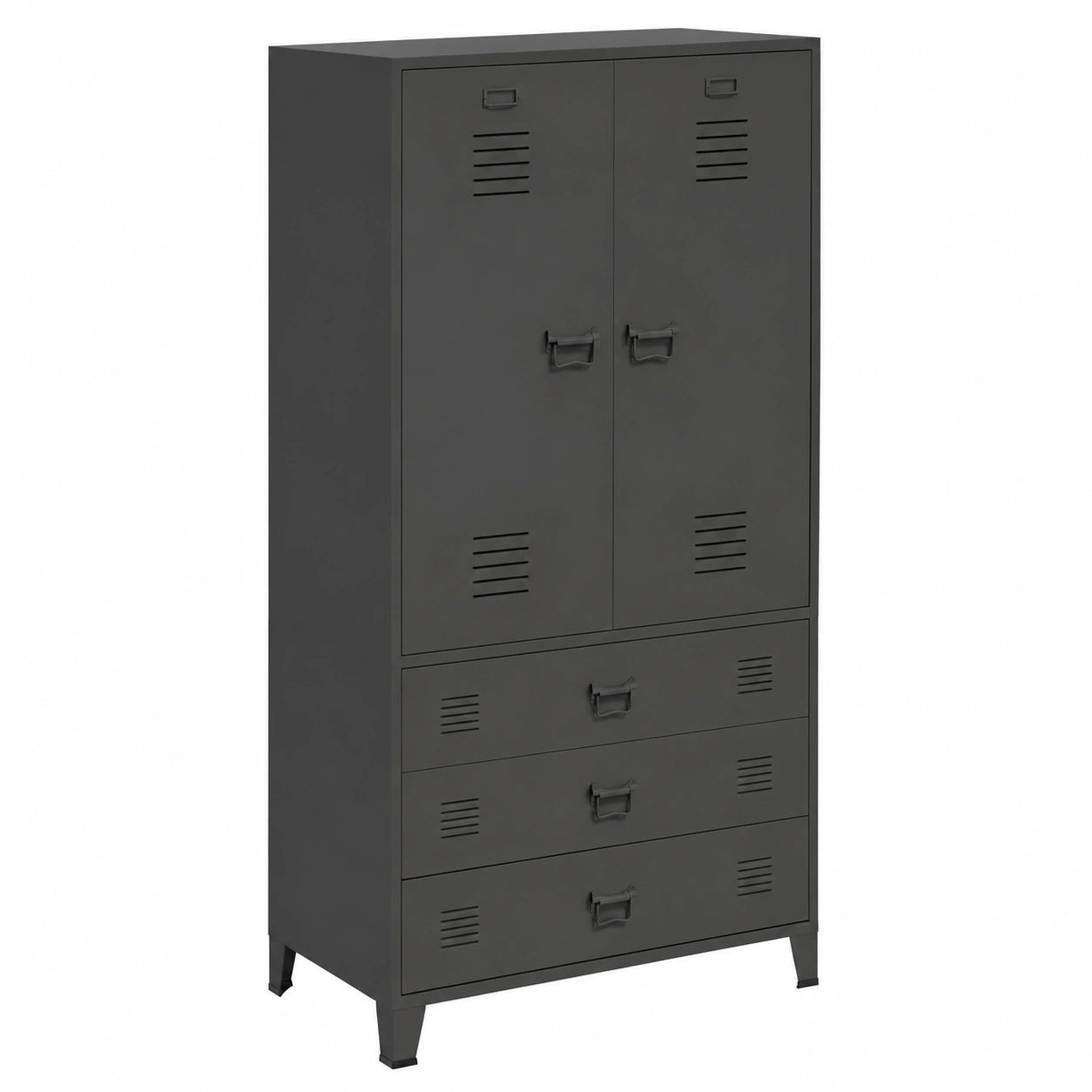 Armoire, avec rangement, en métal, coloris noir, 90 x 50 x 180 cm, pour la chambre