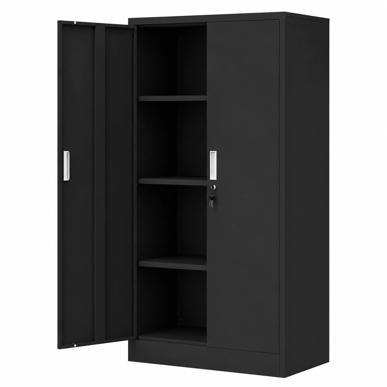 Armoire, en métal, réglable, avec rangement, avec étagères, coloris noir, pour la chambre