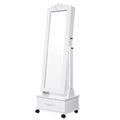 Armoire, avec tiroirs, avec éclairage LED, sur roulettes, coloris blanc, pour la chambre