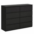 Commode, avec rangement, avec tiroirs, coloris noir, 120 x 39 x 78,5 cm, pour la chambre ou le salon