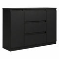 Commode, avec rangement, avec tiroirs, avec portes, coloris noir, 120,4 x 78,2 x 39 cm, pour la chambre ou le salon