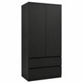 Armoire, avec rangement, avec tiroirs, 180 x 90 x 50 cm, coloris noir, pour la chambre
