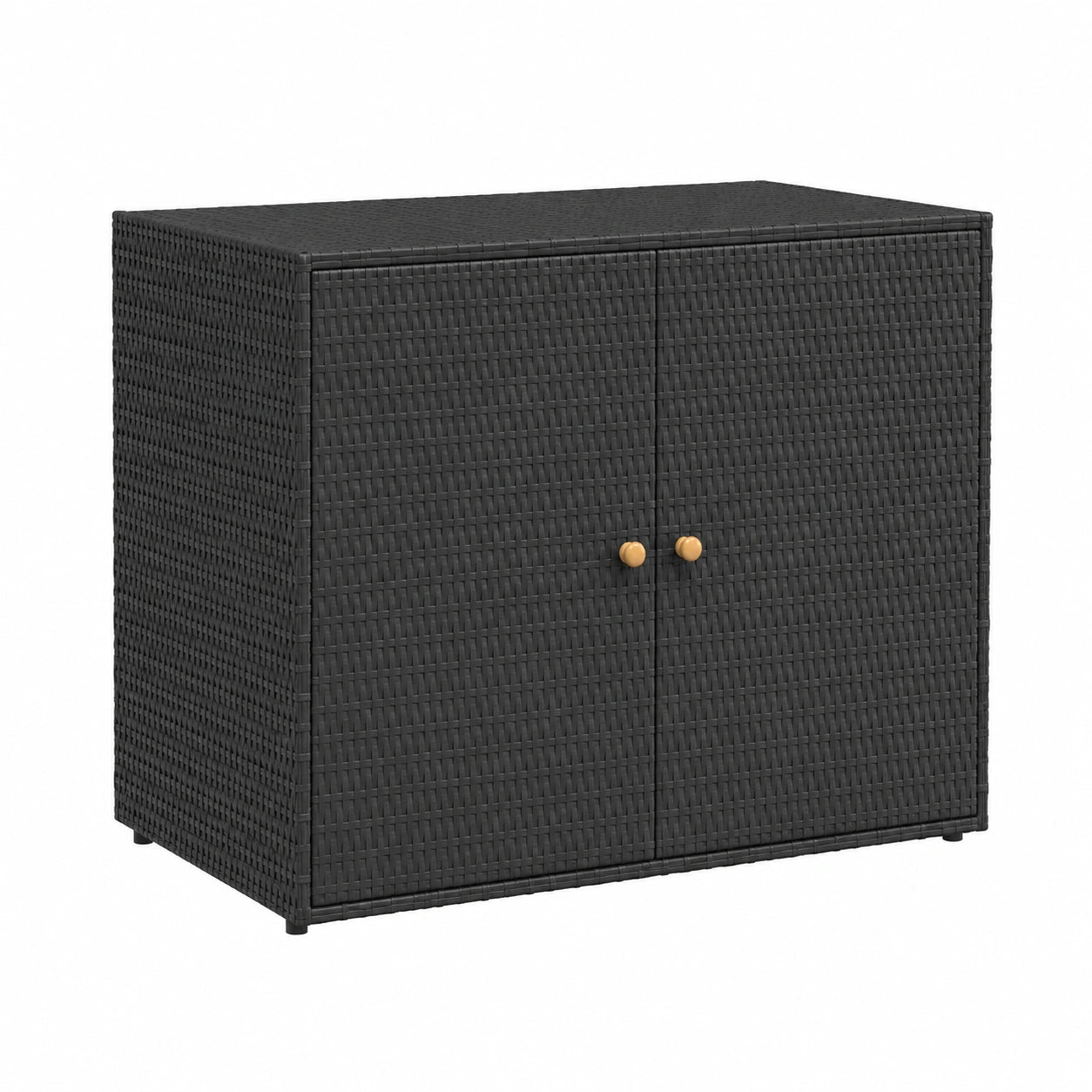 Armoire, avec rangement, en résine tressée, coloris noir, 100 x 55,5 x 80 cm, pour la chambre