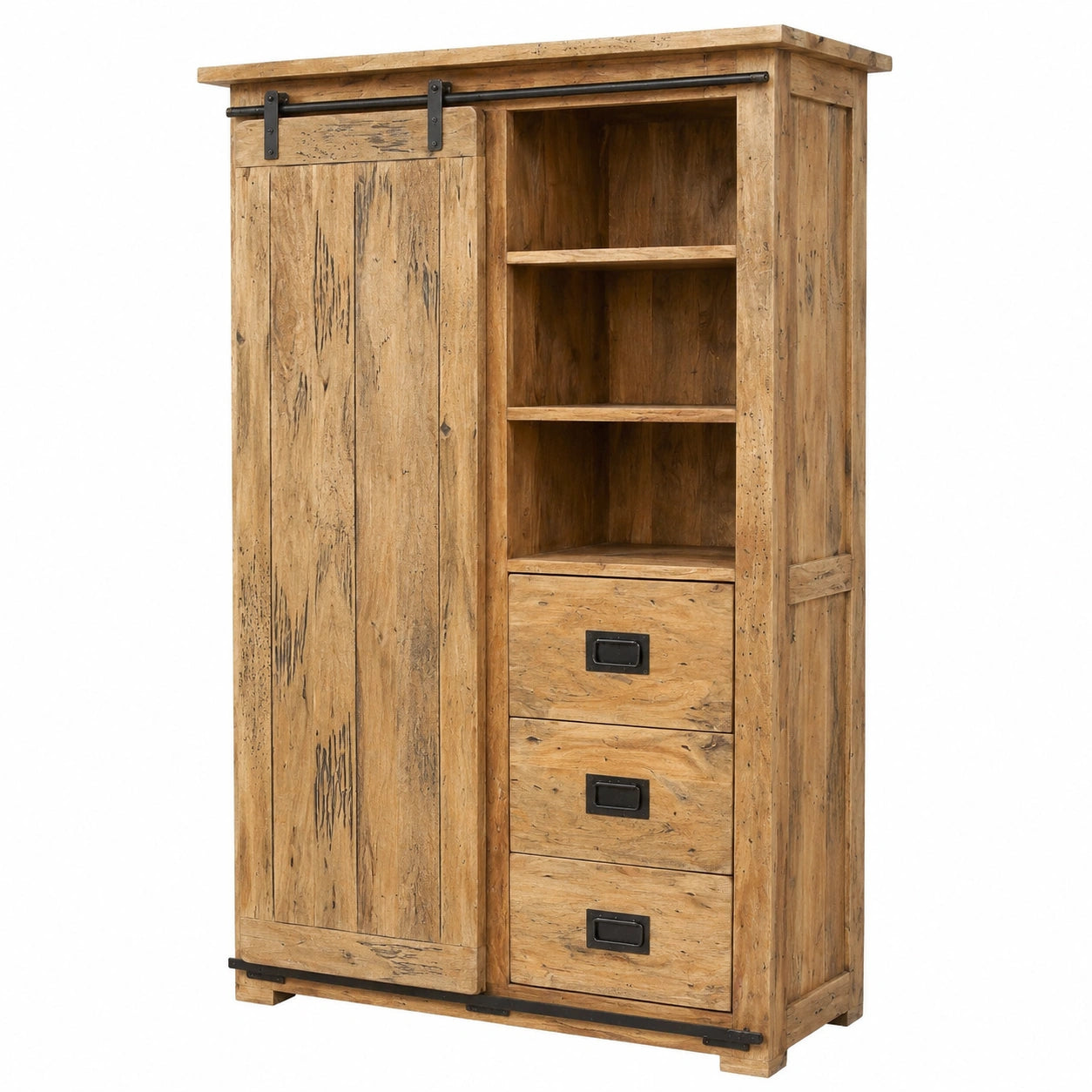 Armoire, en bois massif, coloris naturel, pour la chambre