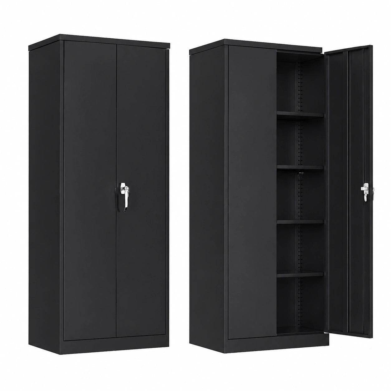 Armoire, réglable, avec rangement, avec étagères, en acier, coloris noir, 180 x 80 x 40 cm, pour la chambre