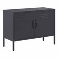 Buffet, avec portes, en acier, coloris noir, pour la salle à manger ou le salon