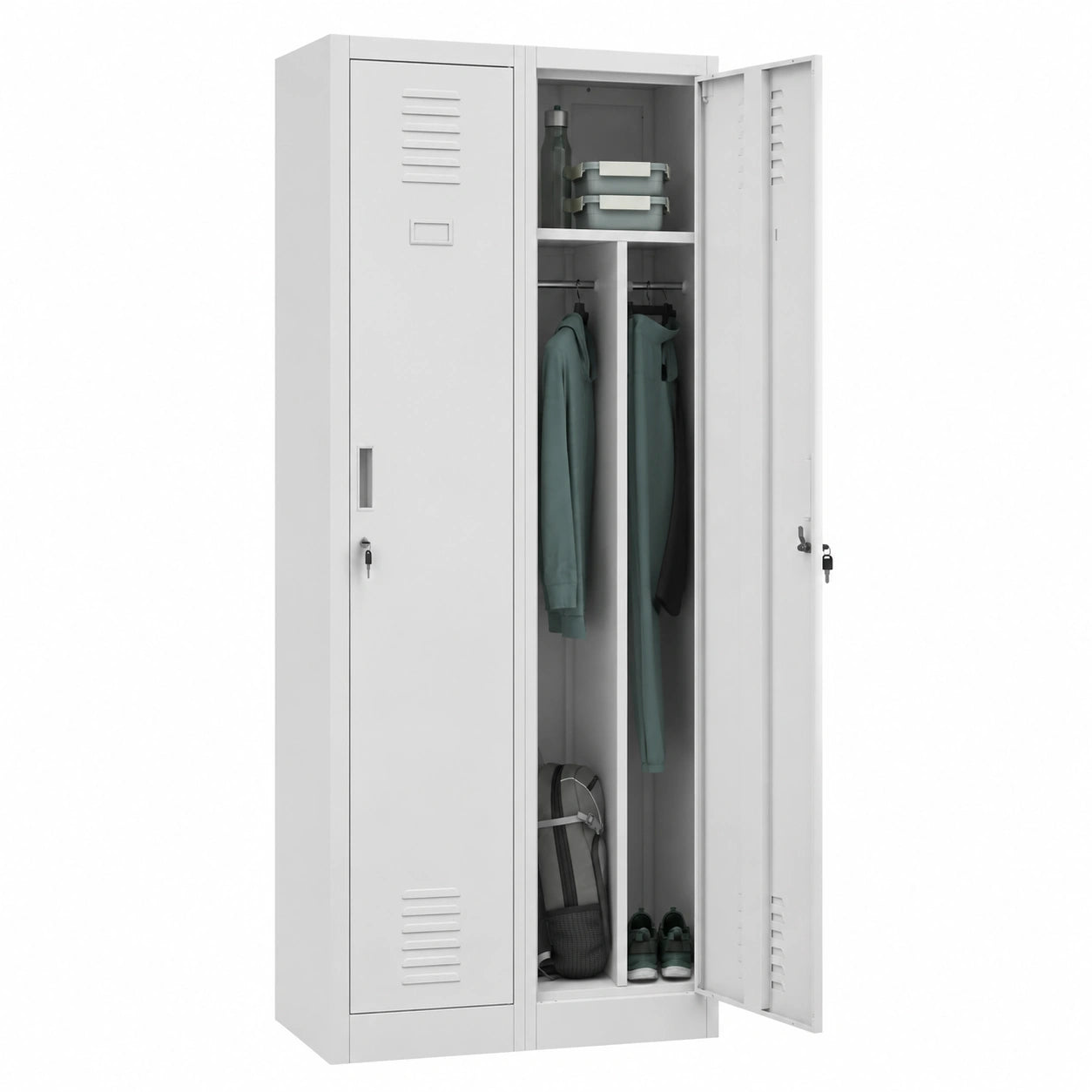 Porte-manteau, en métal, avec rangement, coloris gris, pour l’entrée ou le couloir