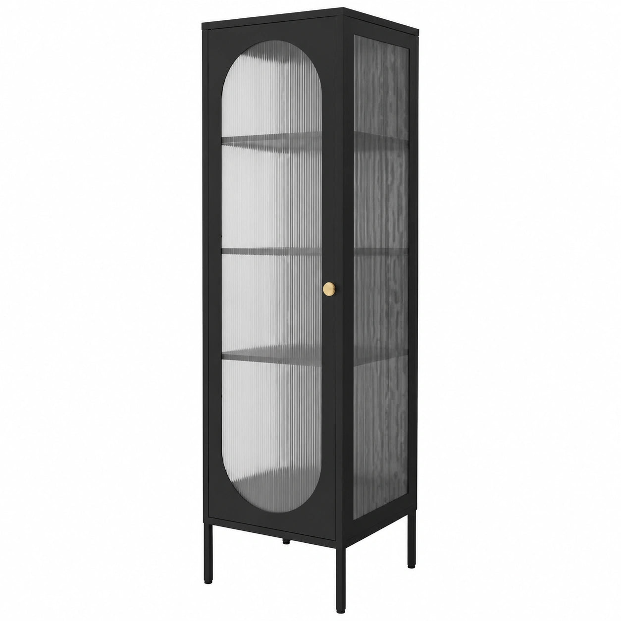 Armoire, avec rangement, avec étagères, avec portes, en acier, coloris noir, 42 x 175 x 40 cm, pour la chambre