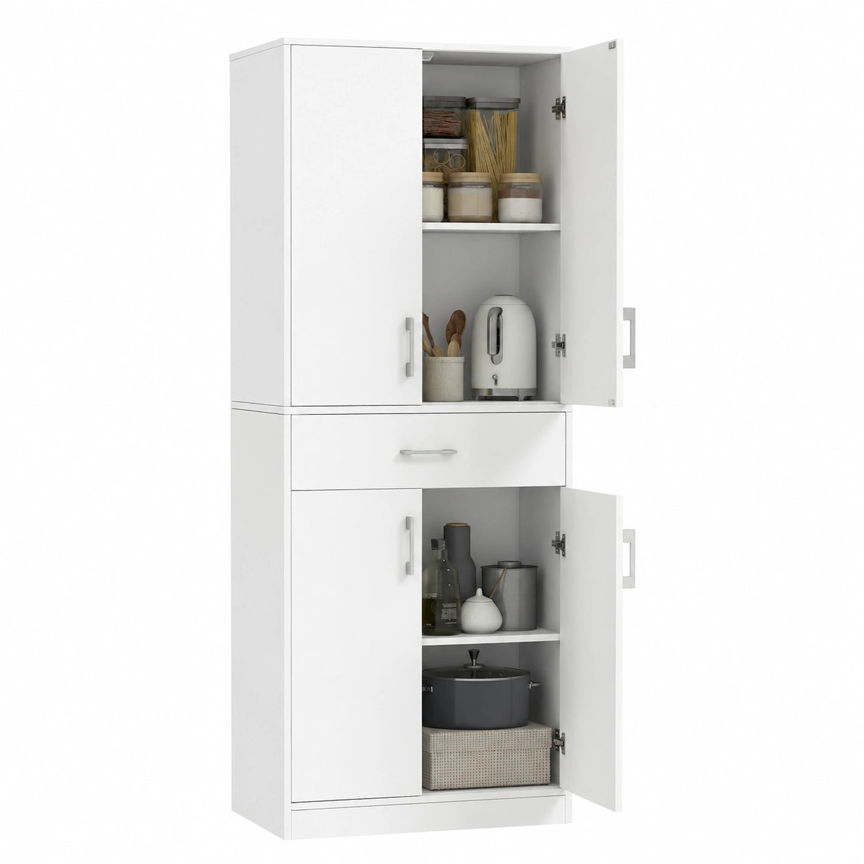 Armoire, réglable, avec tiroirs, avec étagères, coloris blanc, pour la chambre