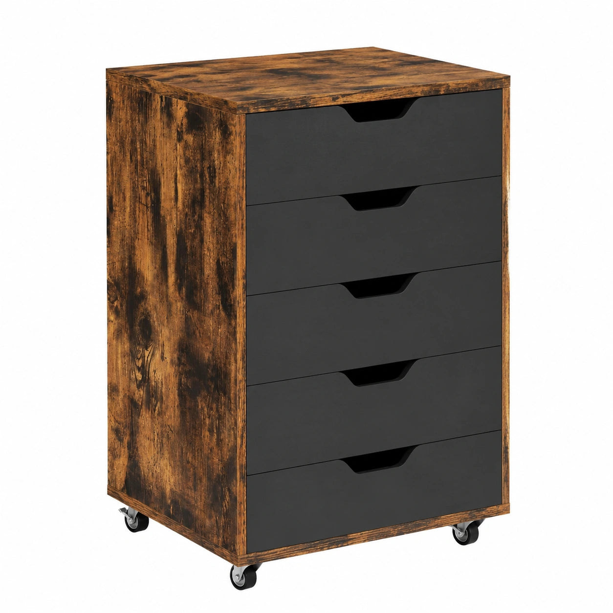 Bureau, avec rangement, avec tiroirs, sur roulettes, coloris noir, 49 x 40 x 65 cm, pour l’espace de travail