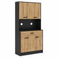 Armoire, avec rangement, avec tiroirs, avec portes, coloris noir et naturel, 80 x 40 x 180 cm, pour la chambre