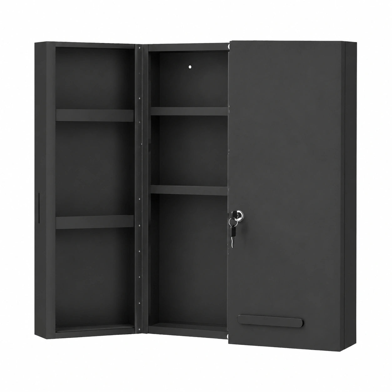 Armoire, avec étagères, avec portes, en acier, coloris noir et anthracite, 55 x 18 x 60 cm, pour la chambre